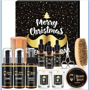 Beard Grooming Kit with Black and Gold Accents